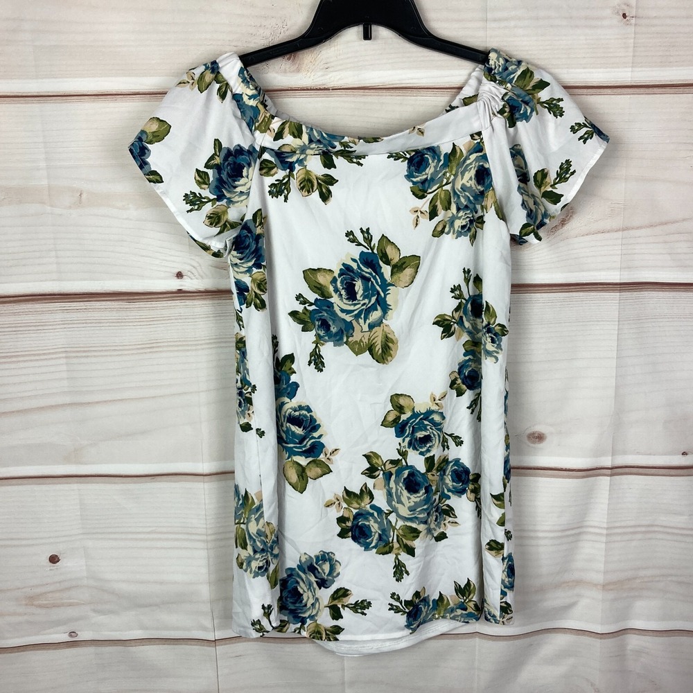 Alterd State Dress Womens Small Floral Off The Shoulder Mini White Short Woven